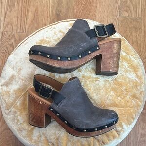 KORK-EASE Women's Clog with Wooden Heel, platform, studded